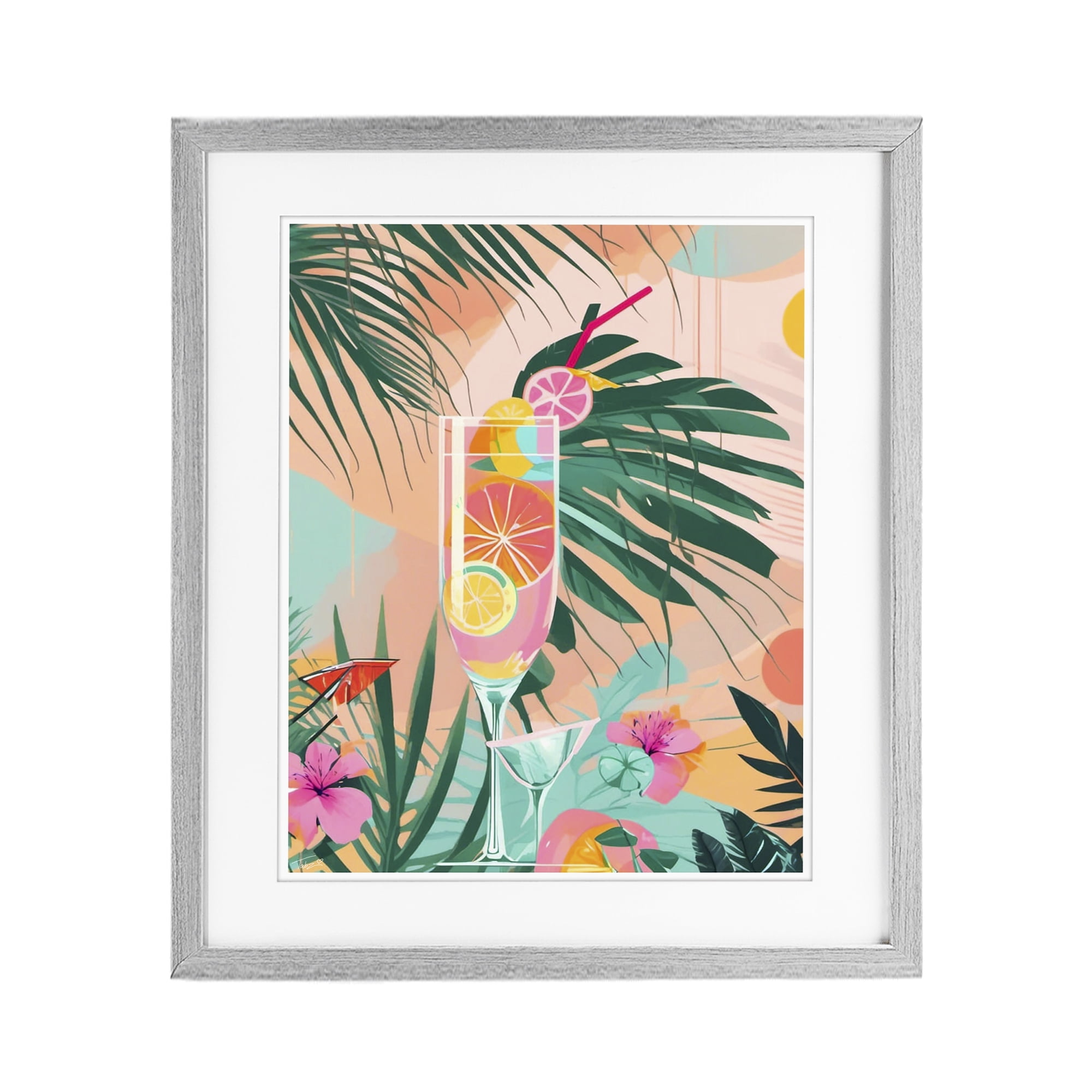 Stupell Industries Jungle Lemonade Cocktail Gray Framed Print Under Glass, design by Tabz Jones