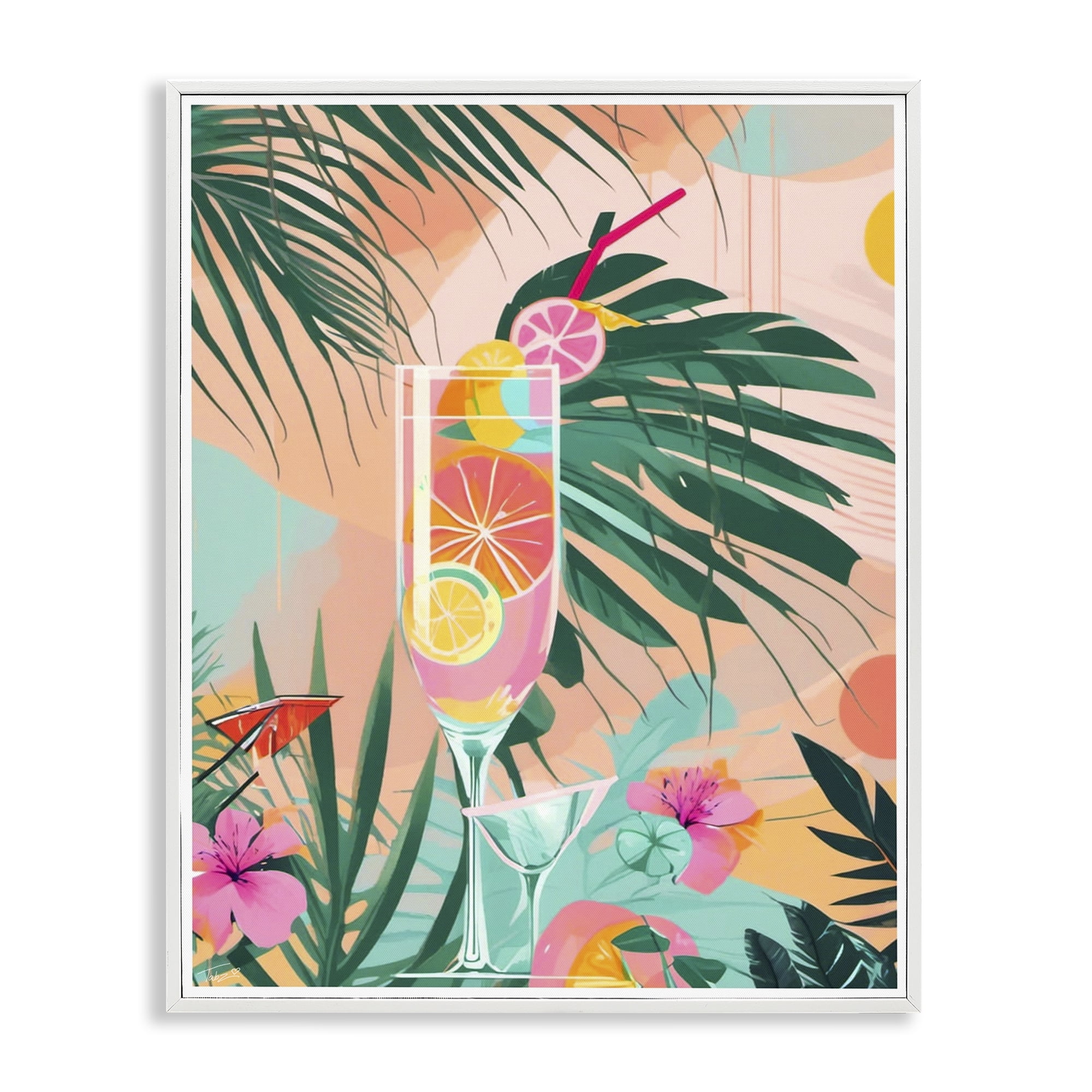 Stupell Industries Jungle Lemonade Cocktail White Framed Giclee Art, design by Tabz Jones