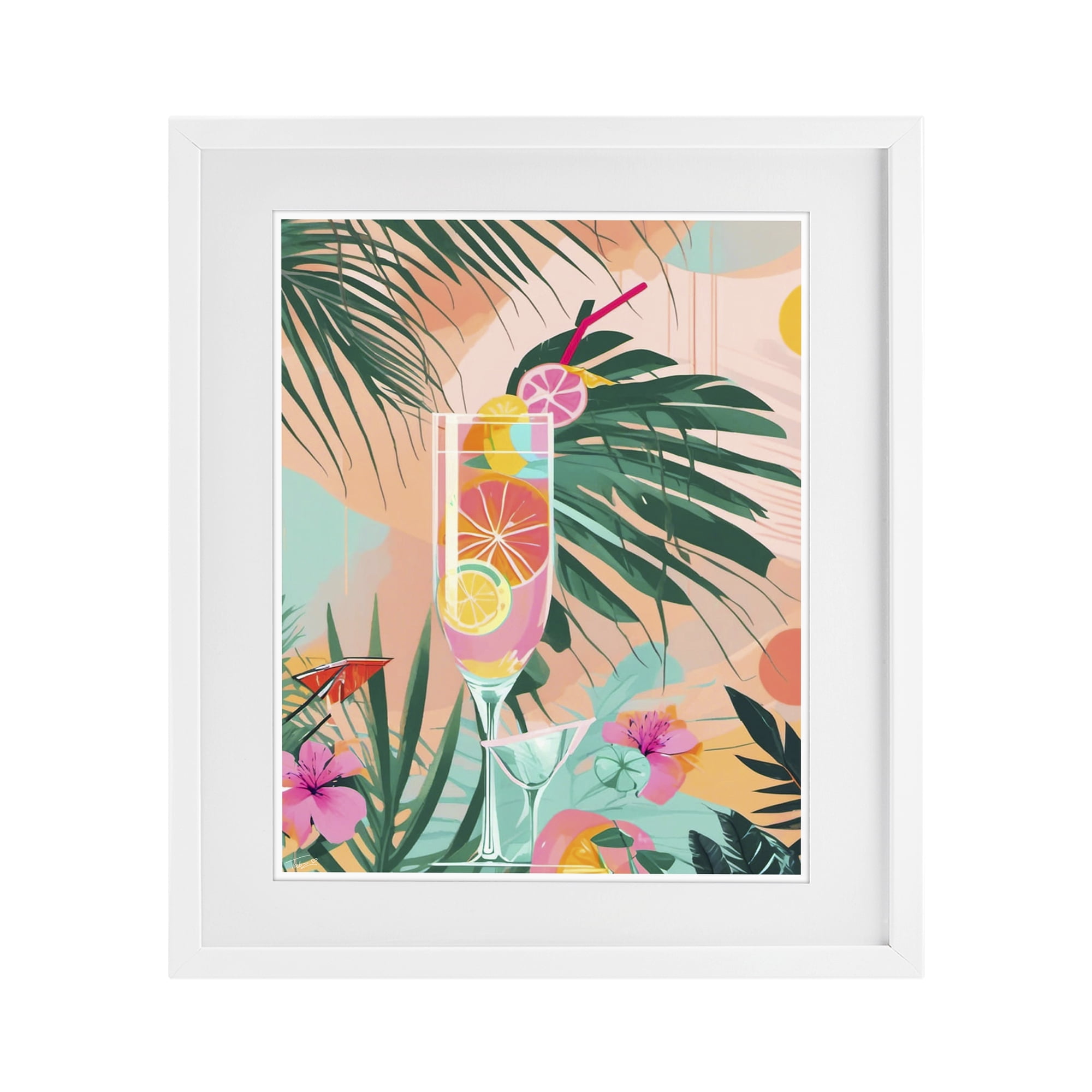 Stupell Industries Jungle Lemonade Cocktail White Framed Print Under Glass, design by Tabz Jones
