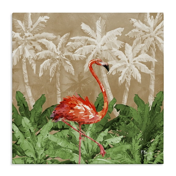 Stupell Industries Jungle Life Flamingo Animals & Insects Painting Gallery Wrapped Canvas Art Print Wall Art, 17 x 17
