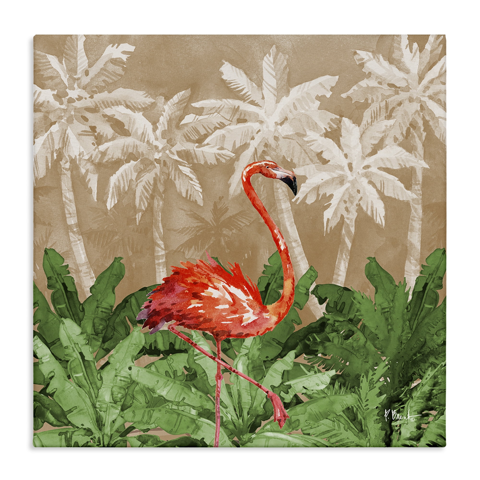 Stupell Industries Jungle Life Flamingo Animals & Insects Painting Gallery Wrapped Canvas Art Print Wall Art, 30 x 30