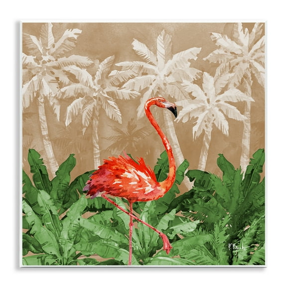 Stupell Industries Jungle Life Flamingo Animals & Insects Painting Unframed Art Print Wall Art, 12 x 12