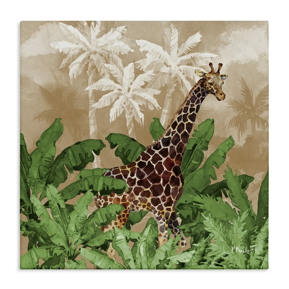 Stupell Industries Jungle Life Giraffe Animals & Insects Painting Gallery Wrapped Canvas Art Print Wall Art, 17 x 17