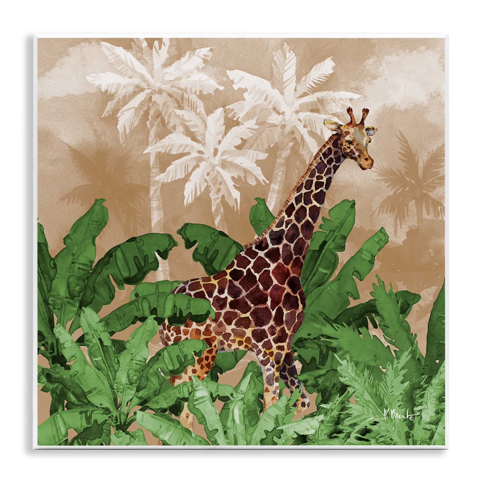 Stupell Industries Jungle Life Giraffe Animals & Insects Painting Unframed Art Print Wall Art, 12 x 12