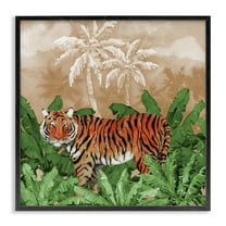 Stupell Industries Jungle Life Tiger Animals & Insects Painting Black Framed Art Print Wall Art, 12 x 12