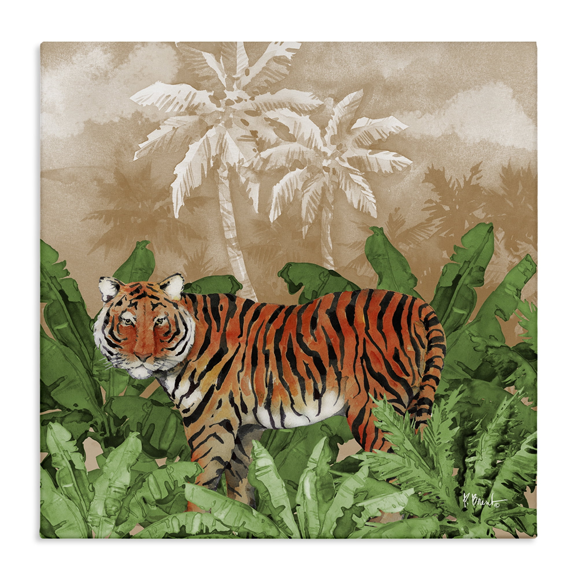 Stupell Industries Jungle Life Tiger Animals & Insects Painting Gallery Wrapped Canvas Art Print Wall Art, 24 x 24