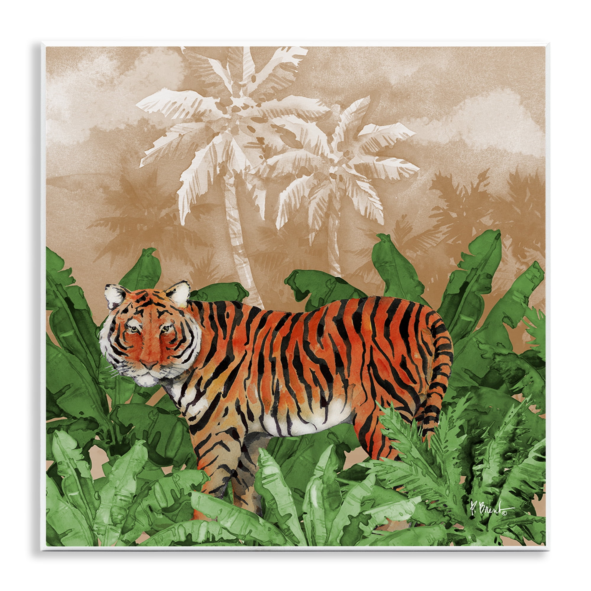 Stupell Industries Jungle Life Tiger Animals & Insects Painting Unframed Art Print Wall Art, 12 x 12