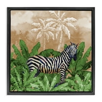 Stupell Industries Jungle Life Zebra Animals & Insects Painting Black Floater Framed Canvas Art Print Wall Art, 18 x 18