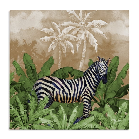 Stupell Industries Coastal Jungle Life Zebra Canvas Art, 17 x 17, by Paul Brent