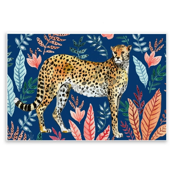 Stupell Industries Jungle Plants & Cheetah Animals Painting Unframed Art Print Wall Art, 19 x 13