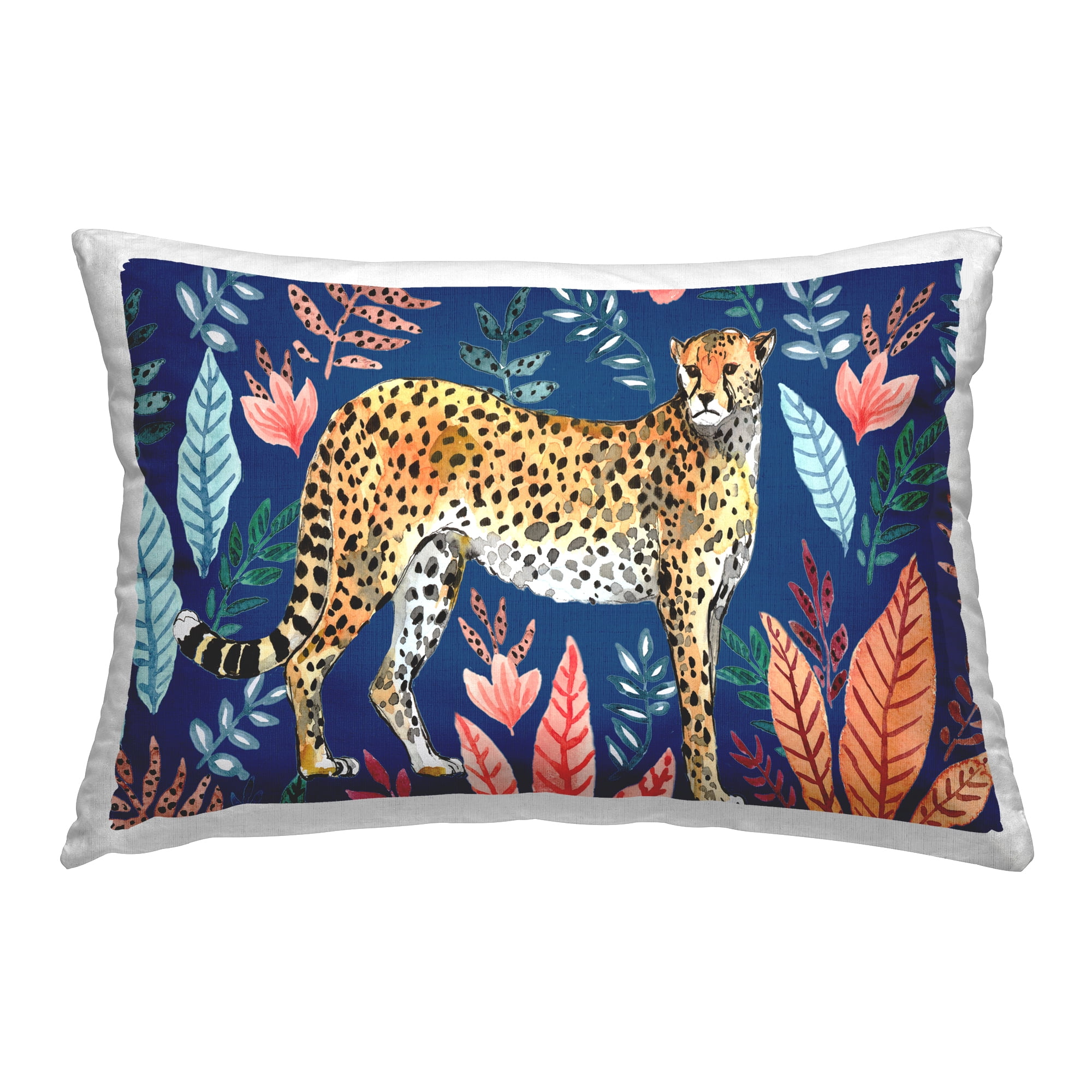 Stupell Industries Jungle Plants & Cheetah Decorative Printed Throw Pillow Design by Elena Vladykina.