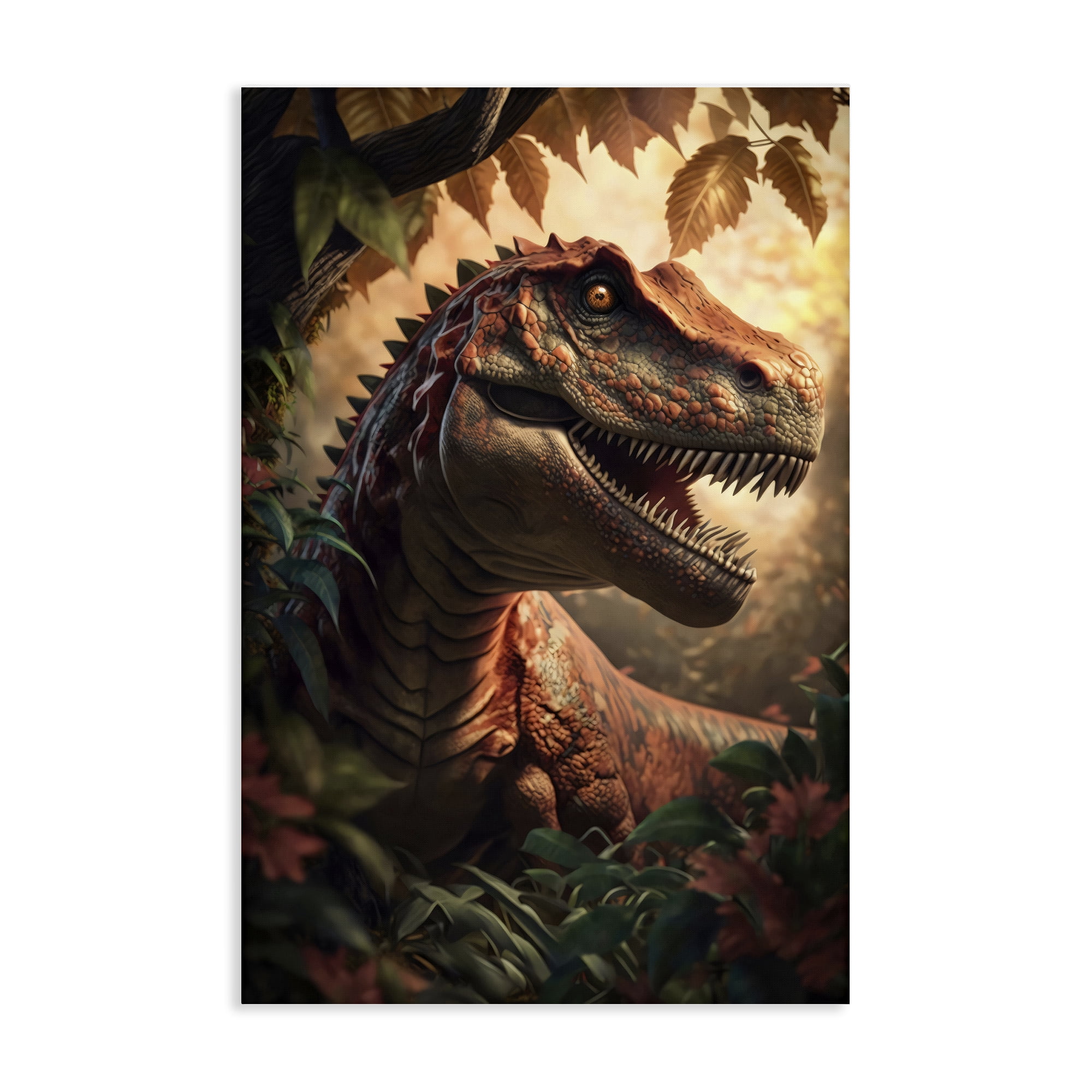 Stupell Industries Jungle Raptor with Ancient Foliage Canvas Wall Art, design by Creative Studio