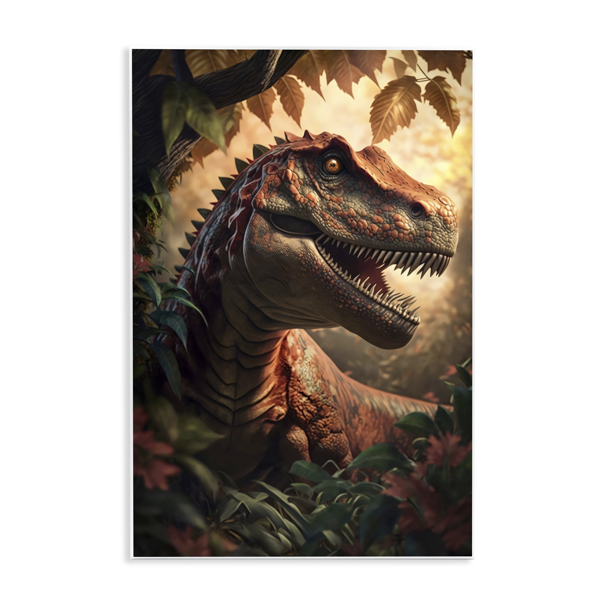 Stupell Industries Jungle Raptor with Ancient Foliage Wall Plaque Art, design by Creative Studio