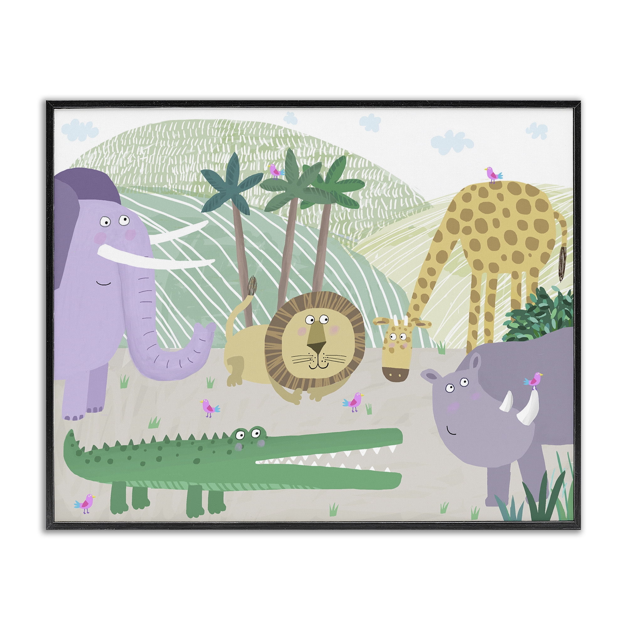 Stupell Industries Jungle Savannah Animals Black Framed Giclee Art, design by Carla Daly