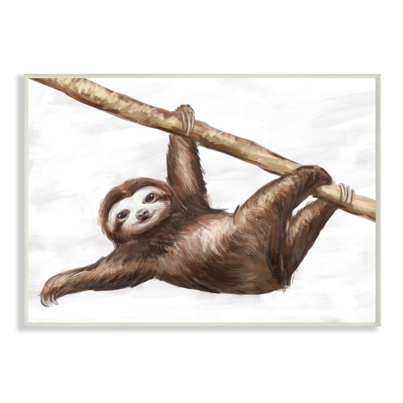 Stupell Industries Jungle Sloth Playing Minimal Tree Branch Wall Plaque by Ziwei Li