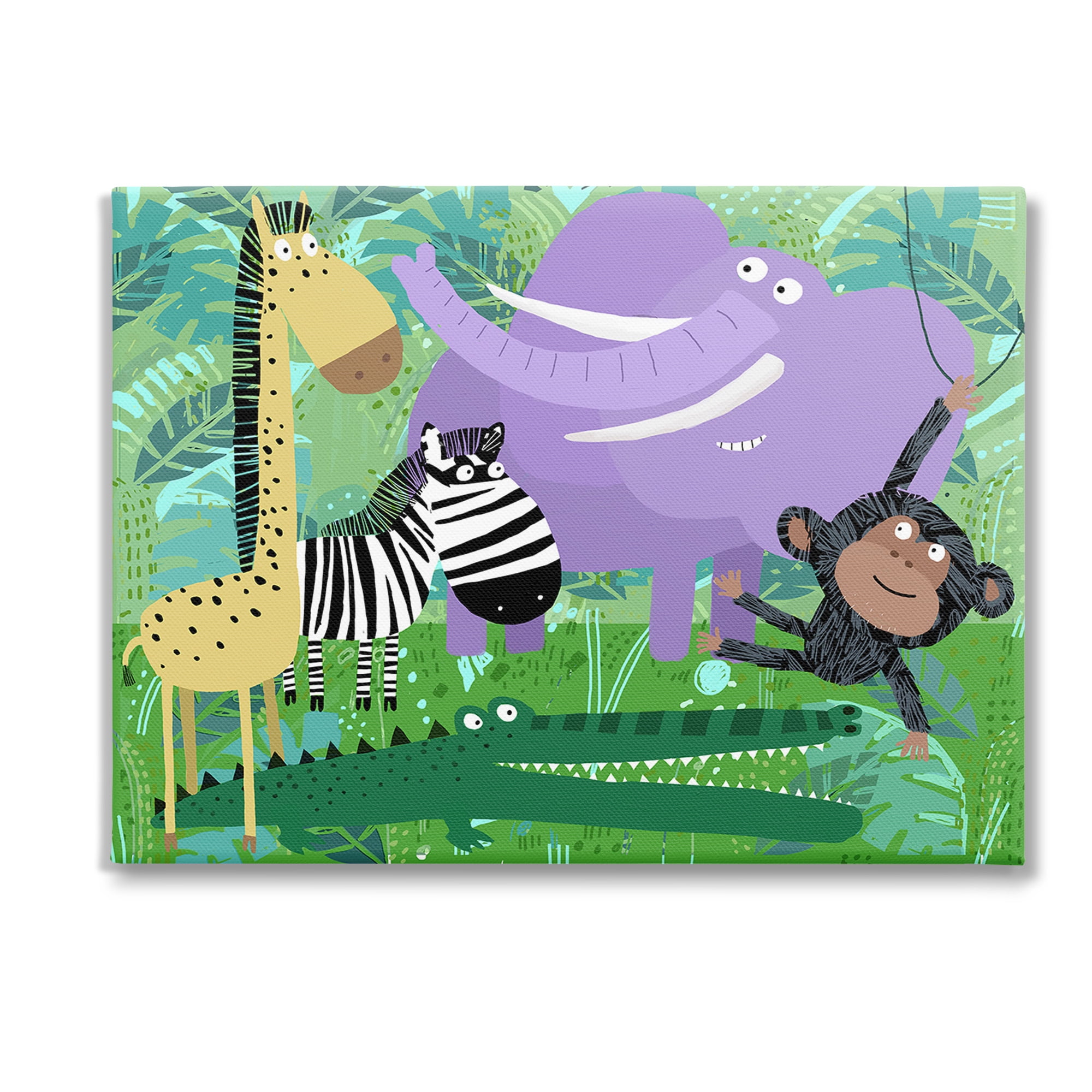 Stupell Industries Jungle Wildlife Animals Animals & Insects Painting Gallery Wrapped Canvas Art Print Wall Art, 48 x 36