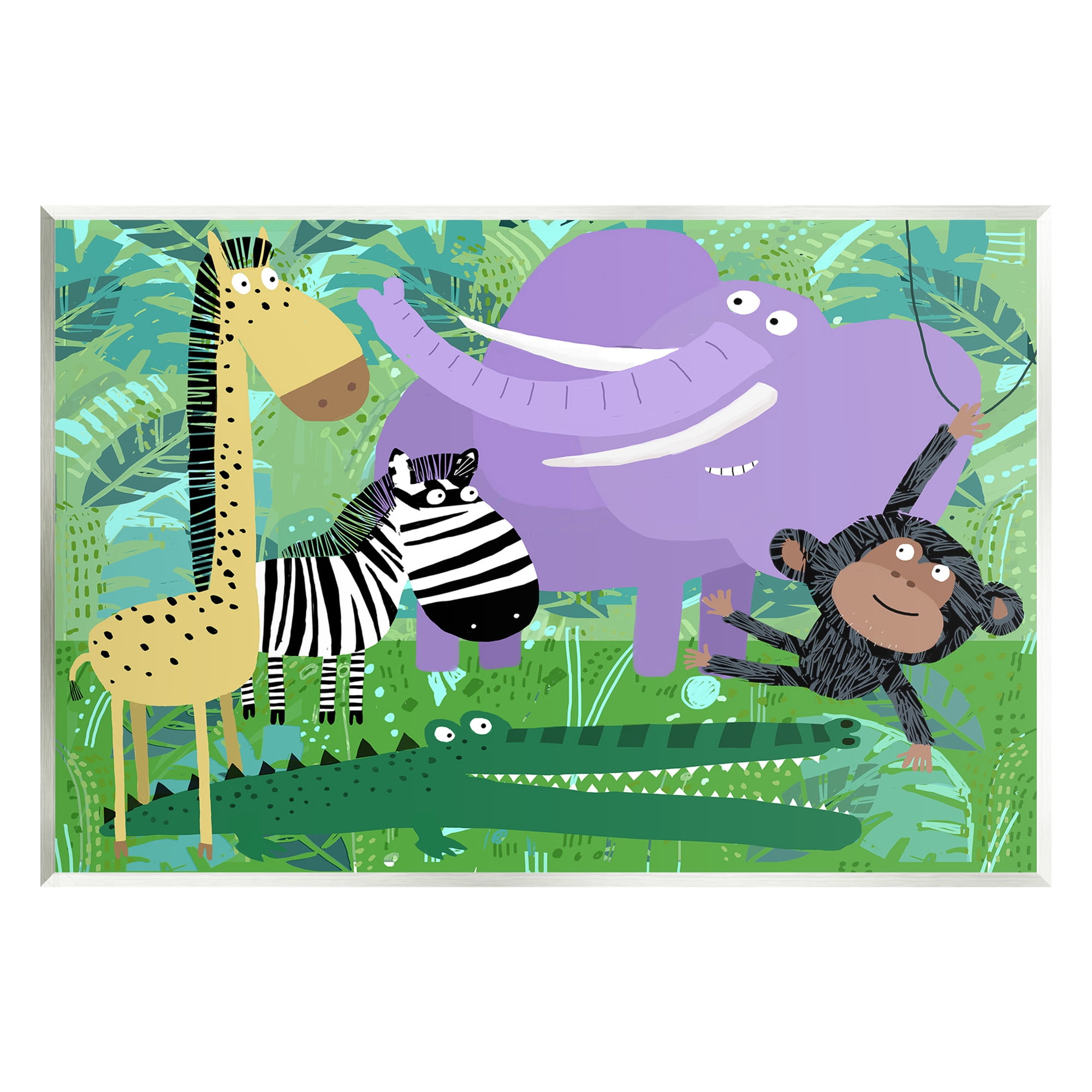 Stupell Industries Jungle Wildlife Animals Animals & Insects Painting Unframed Art Print Wall Art, 19 x 13