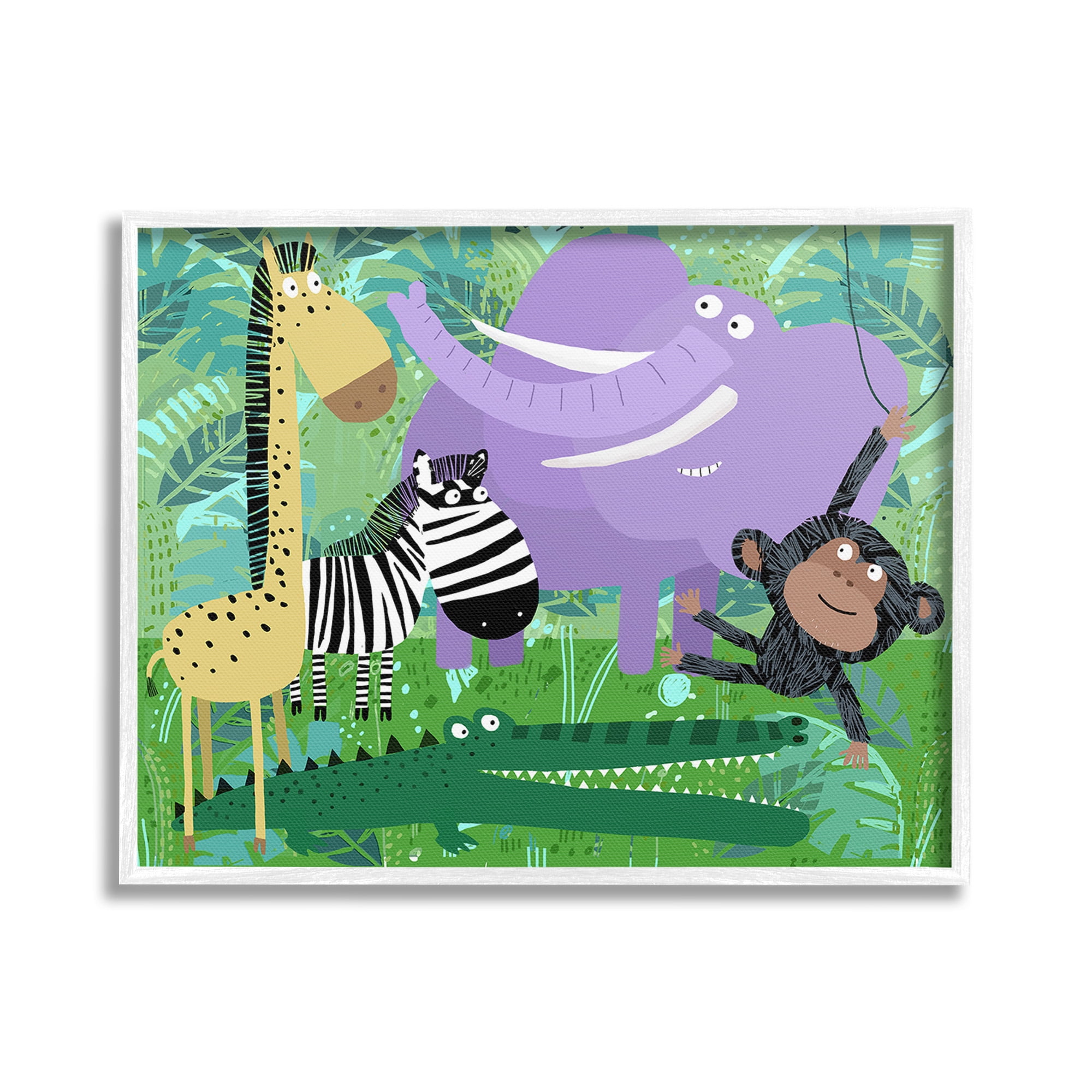 Stupell Industries Jungle Wildlife Animals Animals & Insects Painting White Framed Art Print Wall Art, 20 x 16