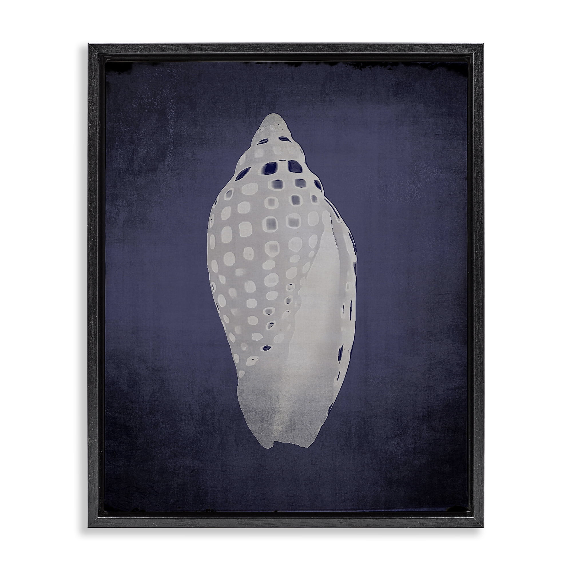 Stupell Industries Junonia on Indigo Nautical & Beach Painting Black Floater Framed Canvas Art Print Wall Art, 17 x 21