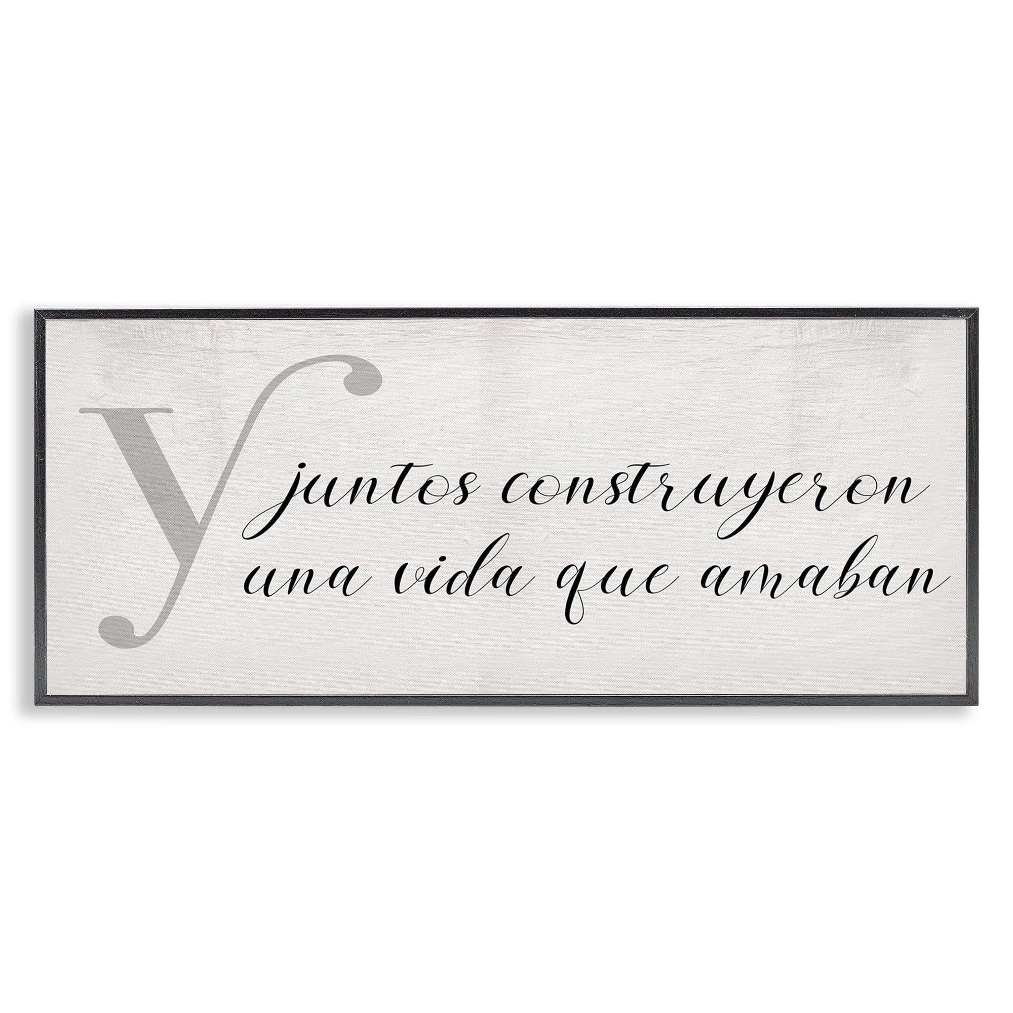 Stupell Industries Juntos Construyeron una Vida Inspirational Quotes & Sayings Painting Black Framed Art Print Wall Art, 30 x 13