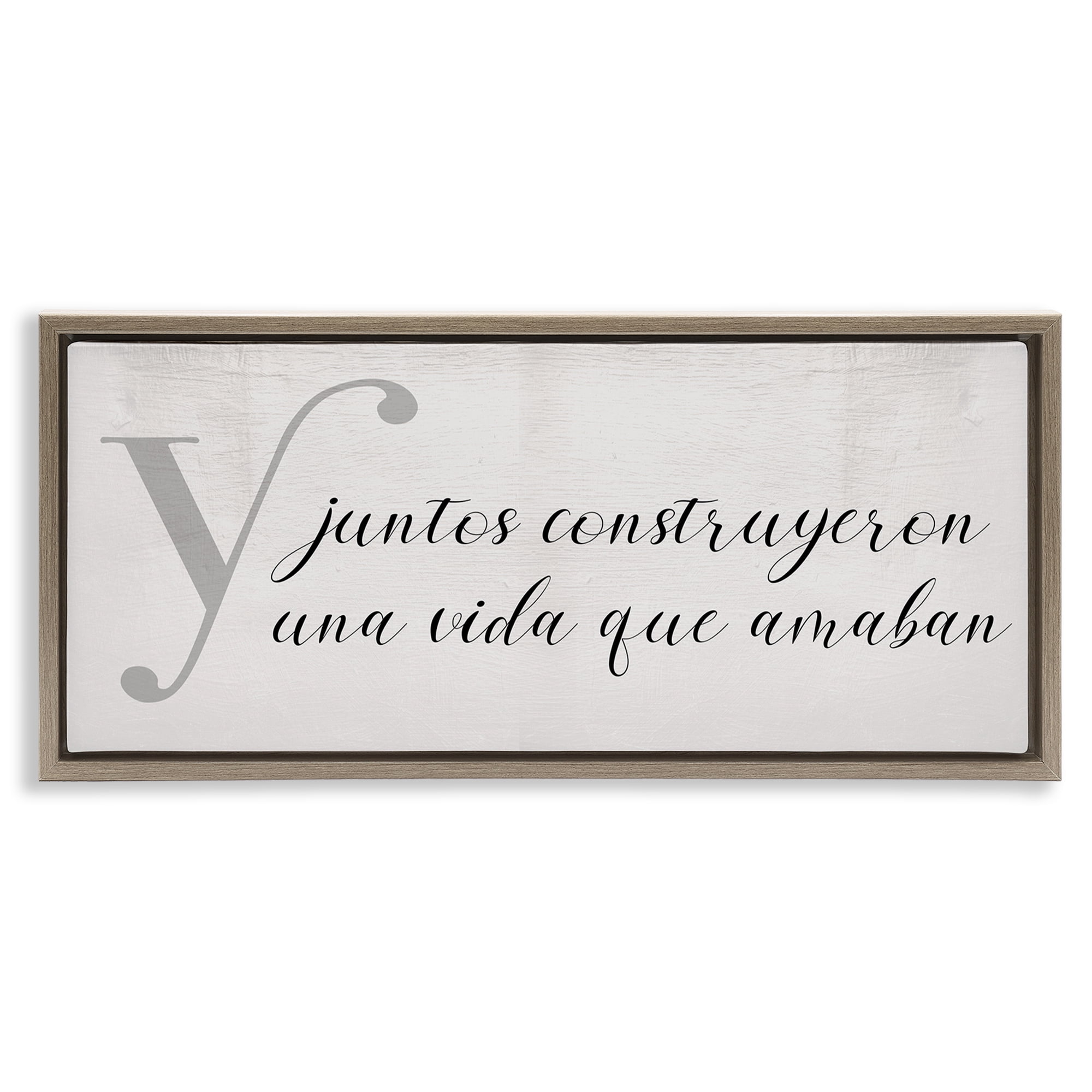 Stupell Industries Juntos Construyeron una Vida Inspirational Quotes & Sayings Painting Brown Floater Framed Art Print Wall Art, 31 x 14