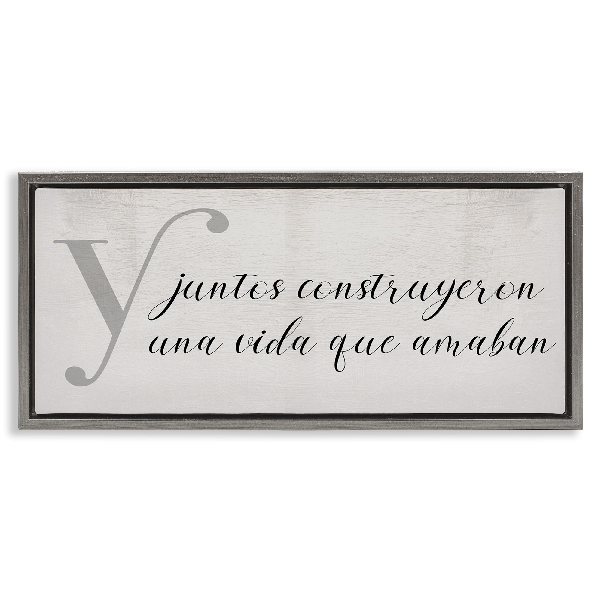 Stupell Industries Juntos Construyeron una Vida Inspirational Quotes & Sayings Painting Gray Floater Framed Art Print Wall Art, 25 x 11