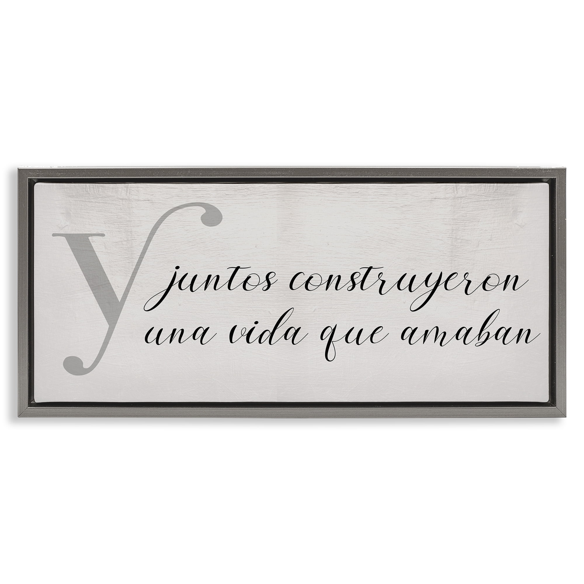 Stupell Industries Juntos Construyeron una Vida Inspirational Quotes & Sayings Painting Gray Floater Framed Art Print Wall Art, 31 x 14