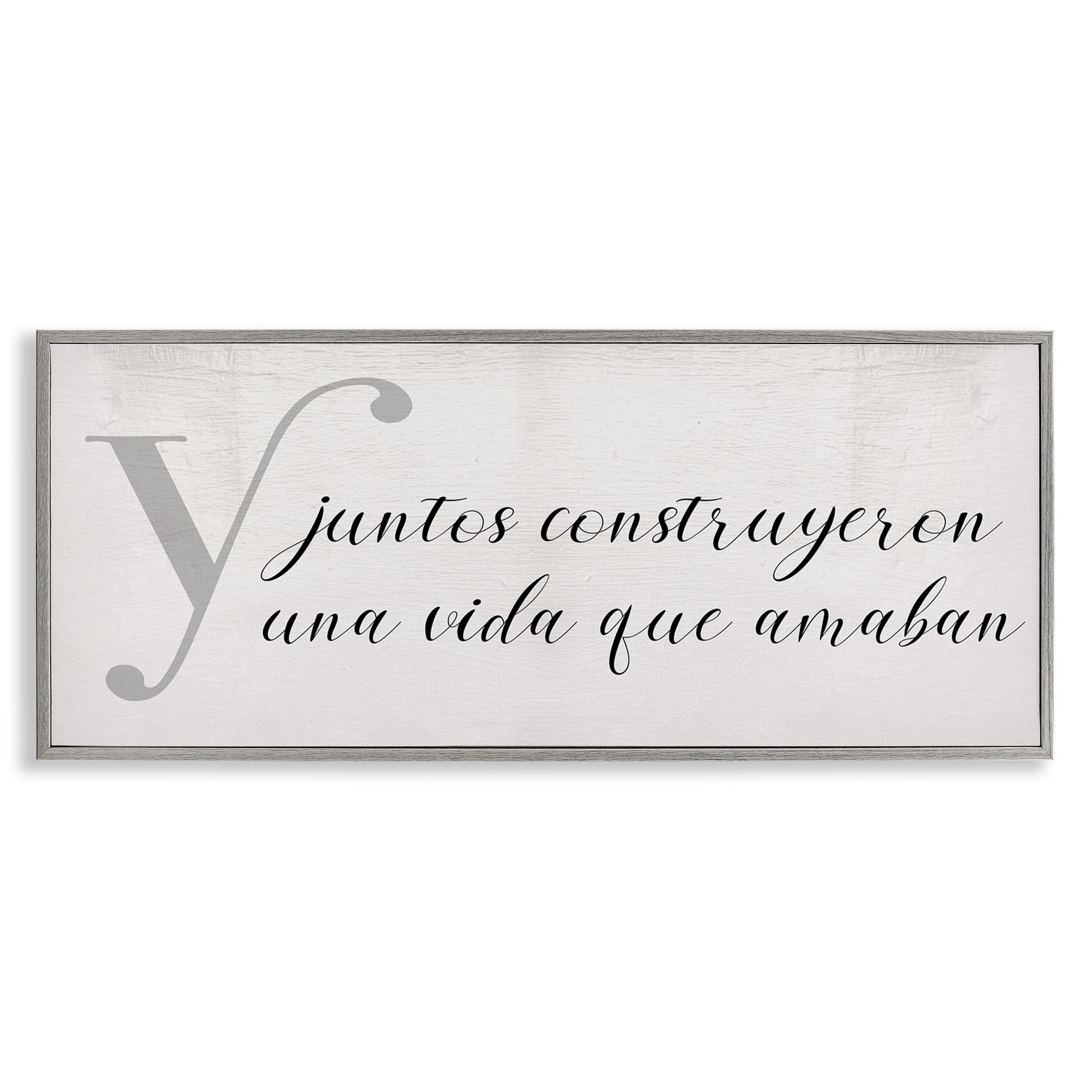 Stupell Industries Juntos Construyeron una Vida Inspirational Quotes & Sayings Painting Gray Framed Art Print Wall Art, 24 x 10