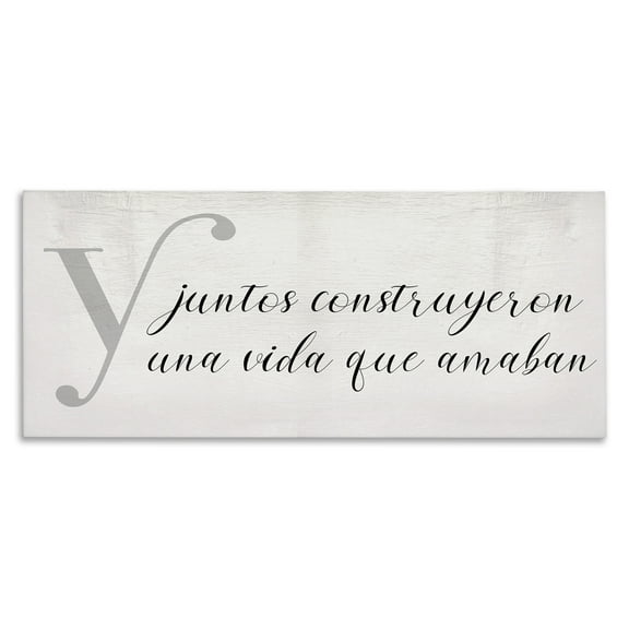 Stupell Industries Juntos Construyeron una Vida Inspirational Quotes & Sayings Painting Wrapped Canvas Art Print Wall Art, 24 x 10