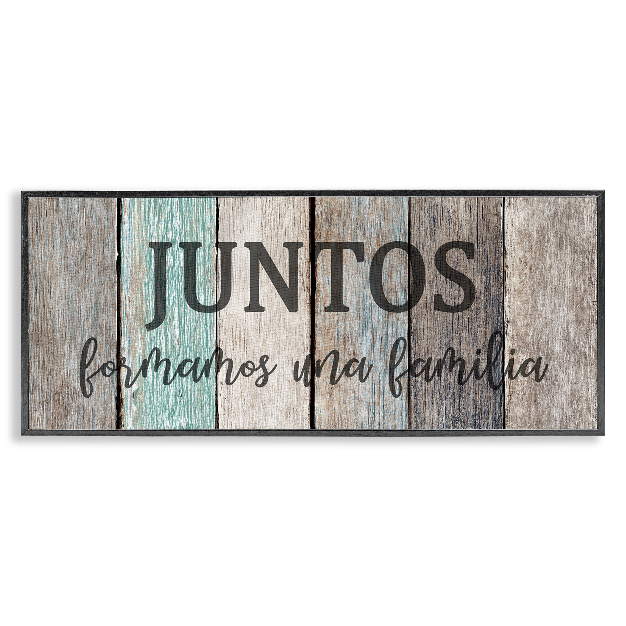Stupell Industries Juntos Formamos una Familia Inspirational Quotes & Sayings Painting Black Framed Art Print Wall Art, 30 x 13