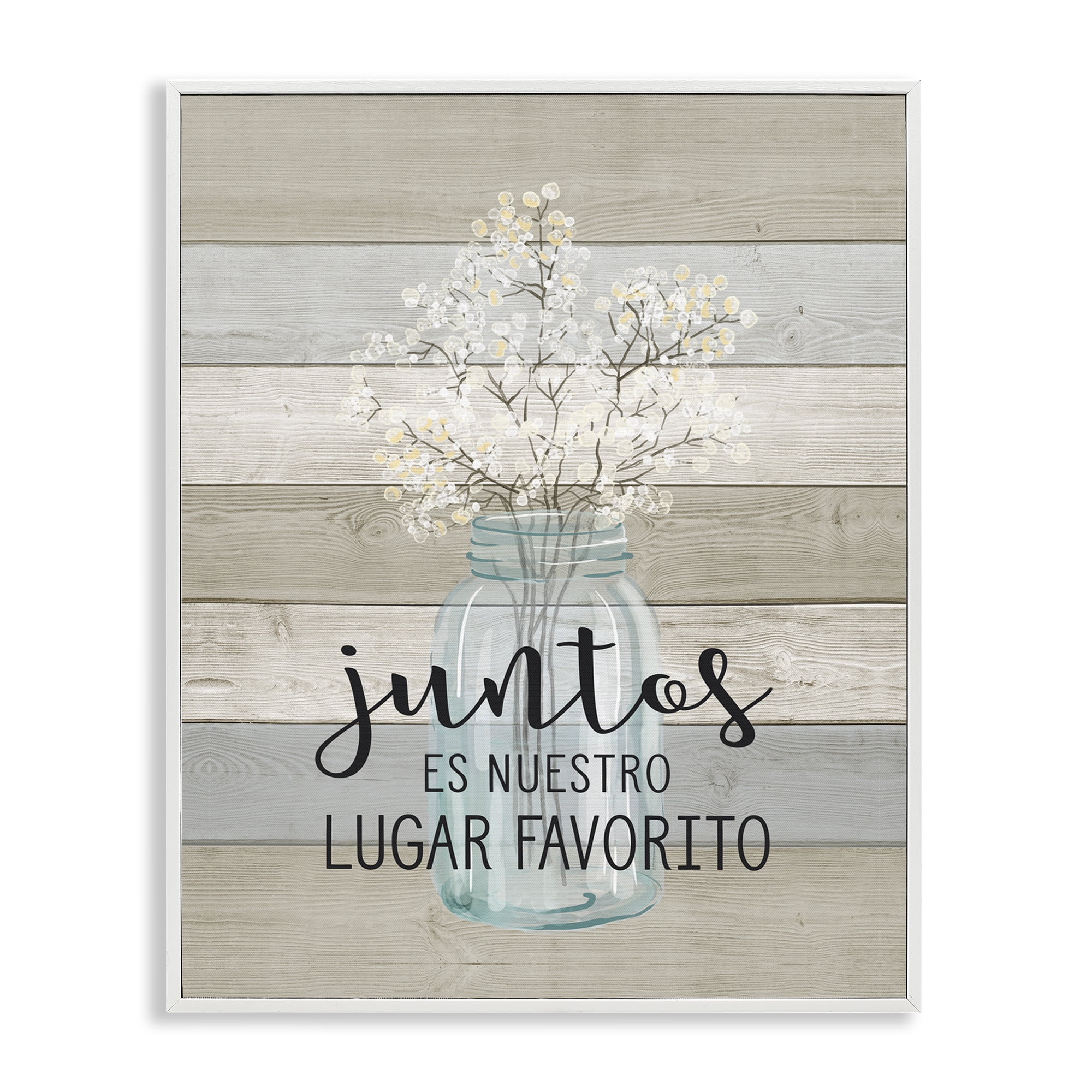 Stupell Industries Juntos, Nuestro Lugar Favorito Inspirational Quotes & Sayings Painting White Framed Art Print Wall Art, 11 x 14