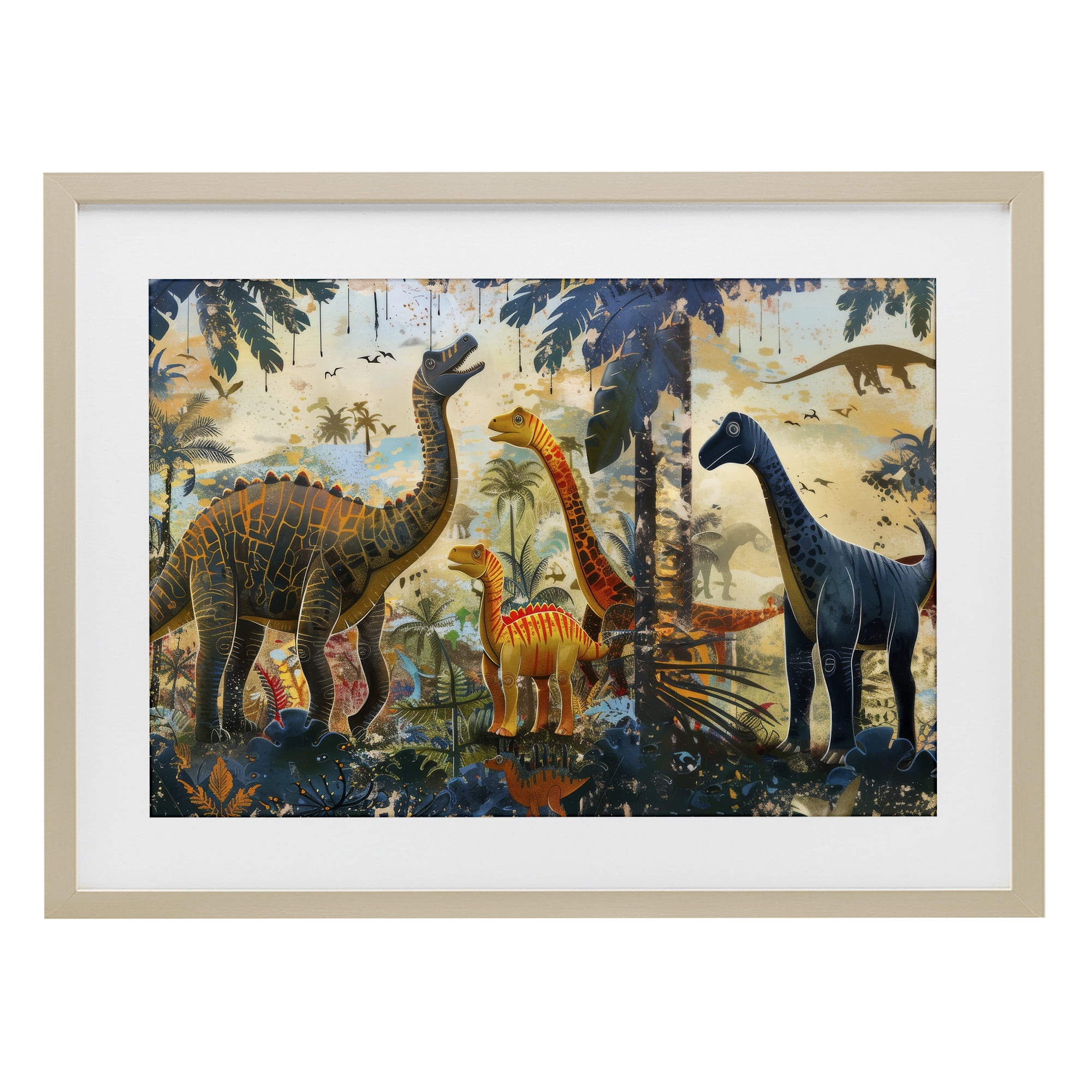 Stupell Industries Jurassic Journey in Nature Birch Framed Print Under Glass, design by Lazar Studio