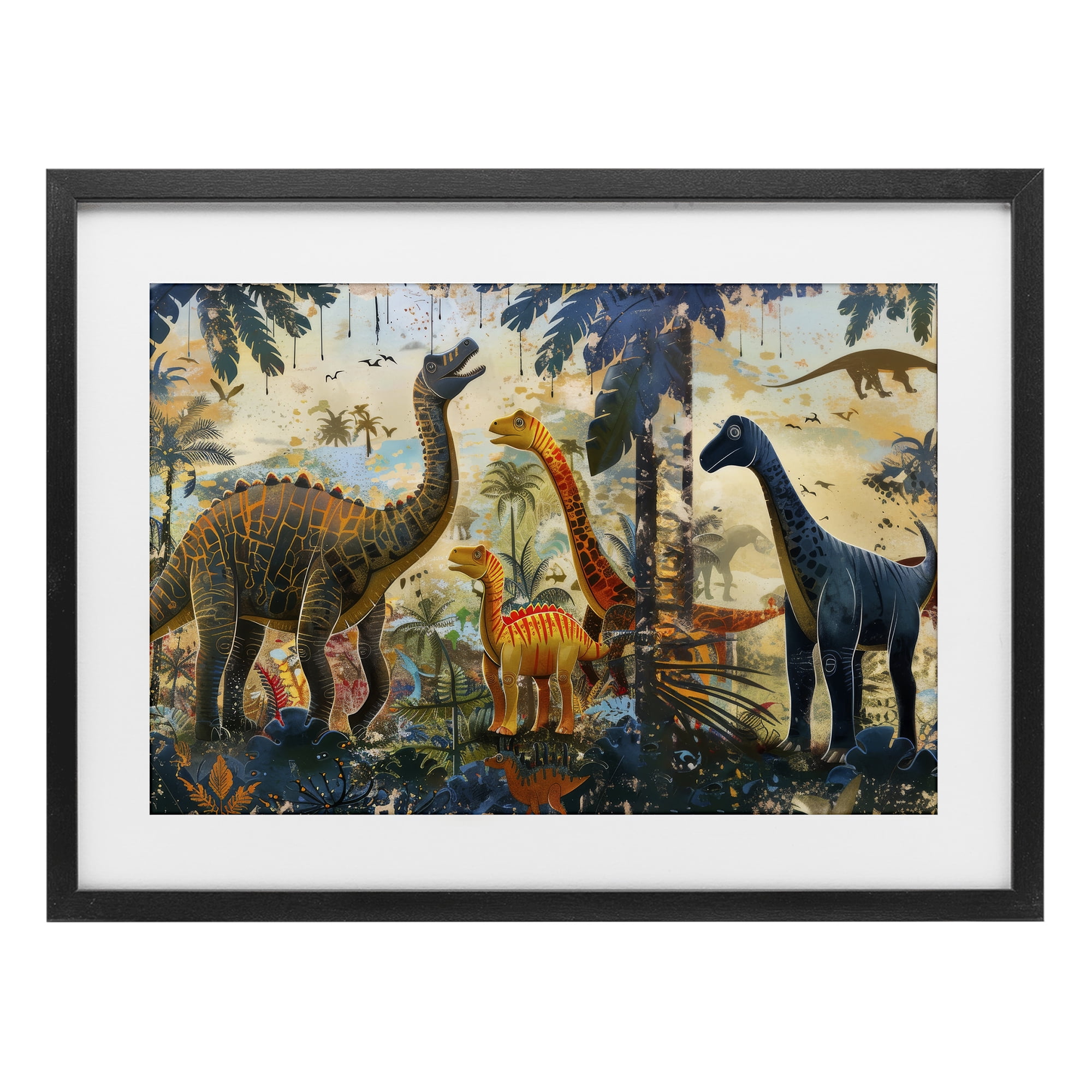 Stupell Industries Jurassic Journey in Nature Black Framed Print Under Glass, design by Lazar Studio