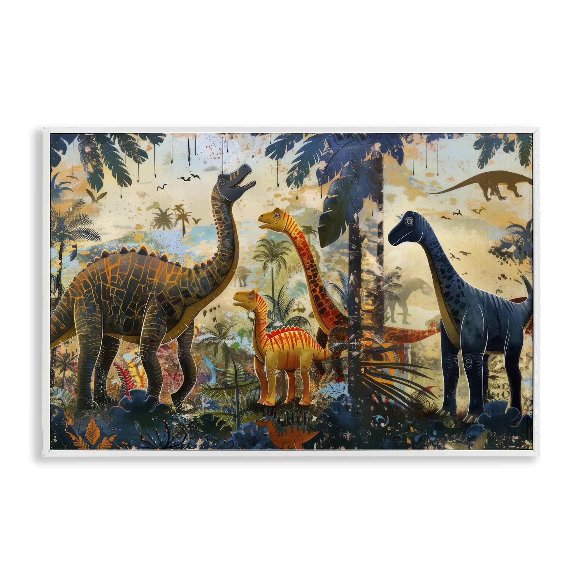 Stupell Industries Jurassic Journey in Nature White Framed Giclee Art, design by Lazar Studio