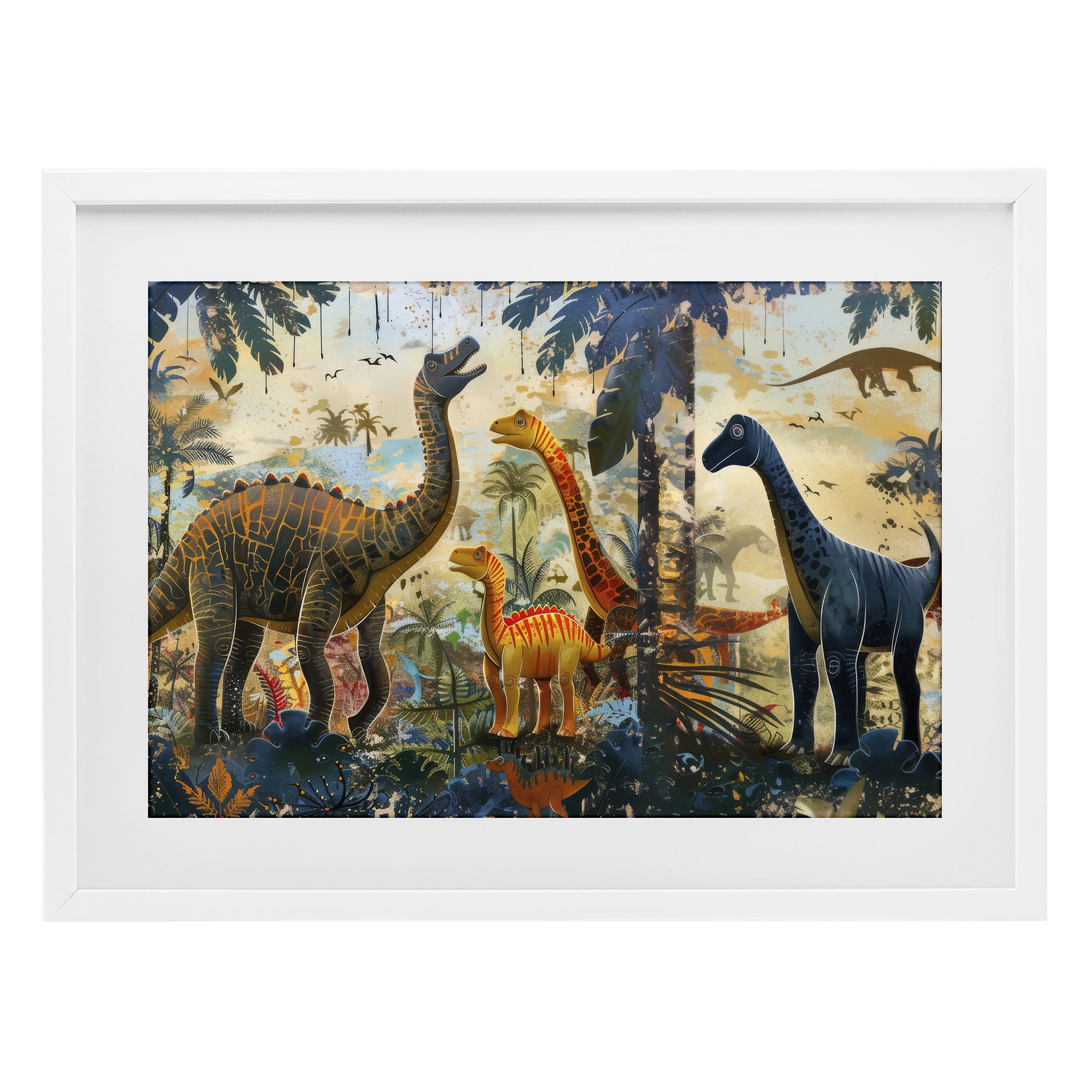 Stupell Industries Jurassic Journey in Nature White Framed Print Under Glass, design by Lazar Studio