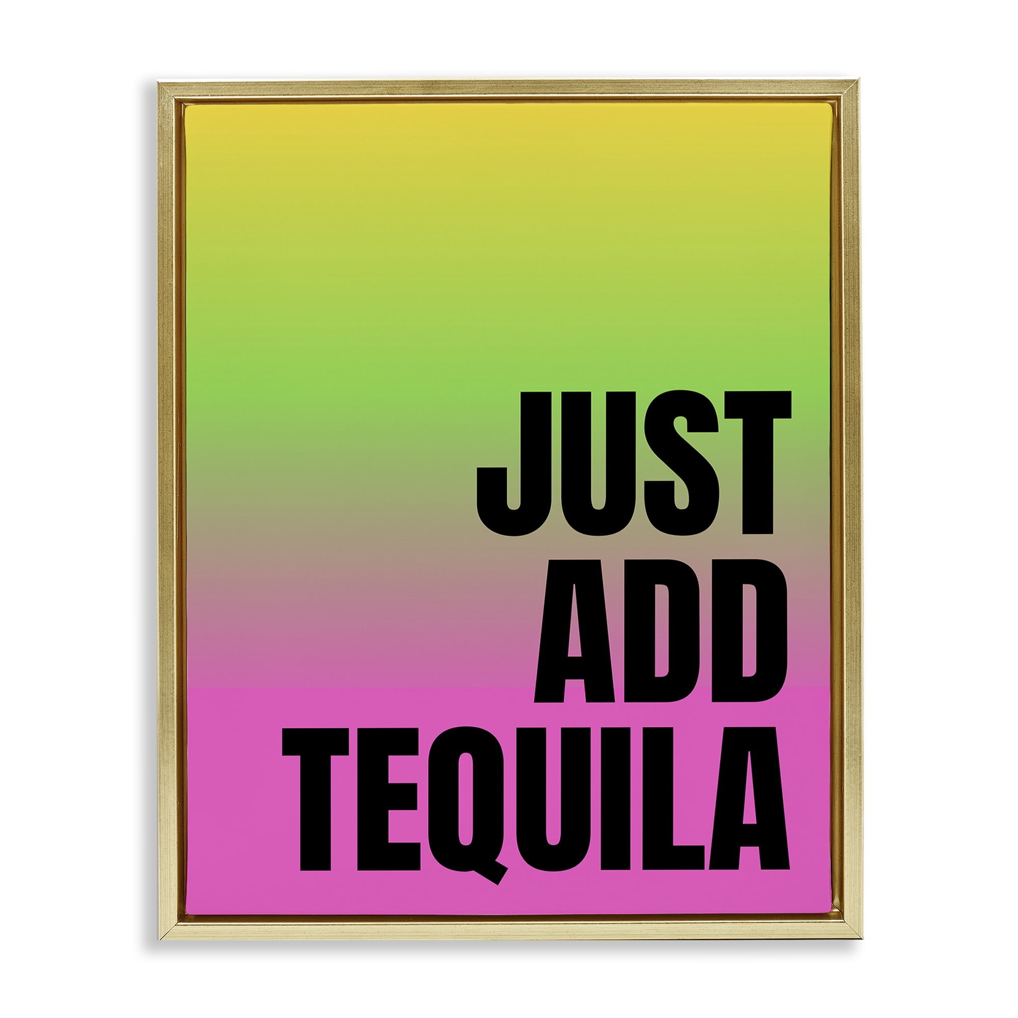 Stupell Industries Just Add Tequila Gradient Food & Beverage Painting Gold Floater Framed Canvas Art Print Wall Art, 17 x 21