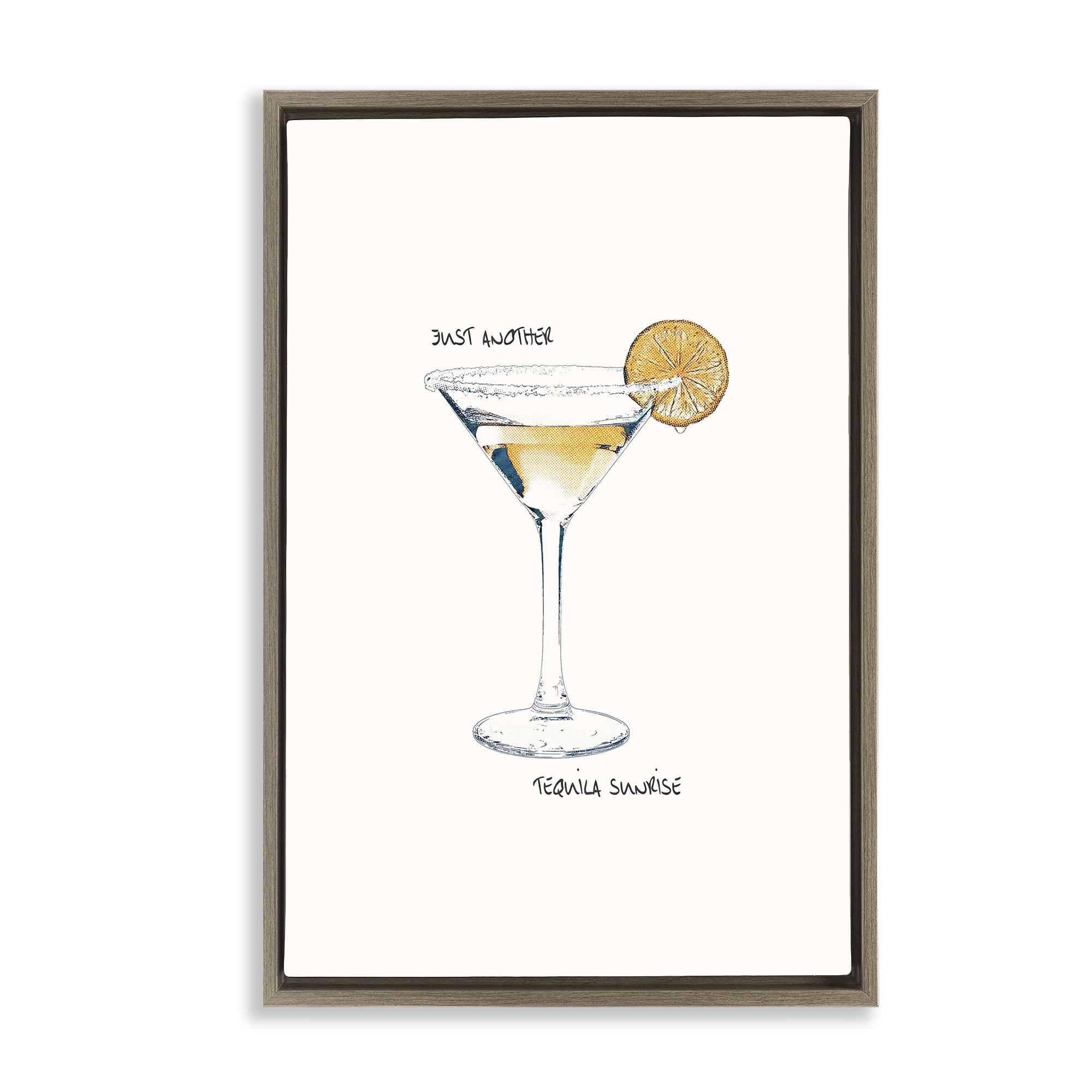 Stupell Industries Just Another Tequilla Sunrise Food & Beverage Painting Brown Floater Framed Canvas Art Print Wall Art, 17 x 25