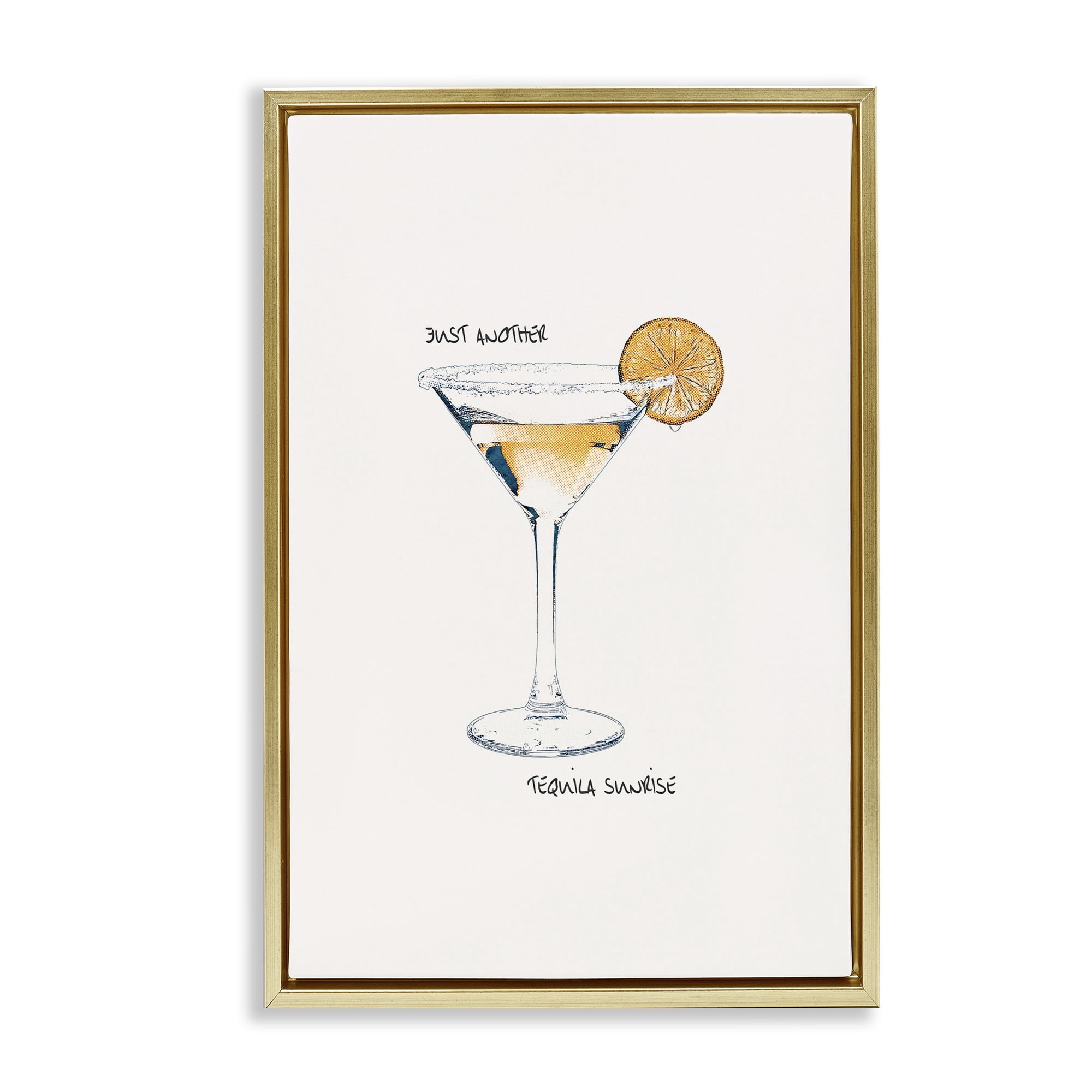 Stupell Industries Just Another Tequilla Sunrise Food & Beverage Painting Gold Floater Framed Canvas Art Print Wall Art, 17 x 25