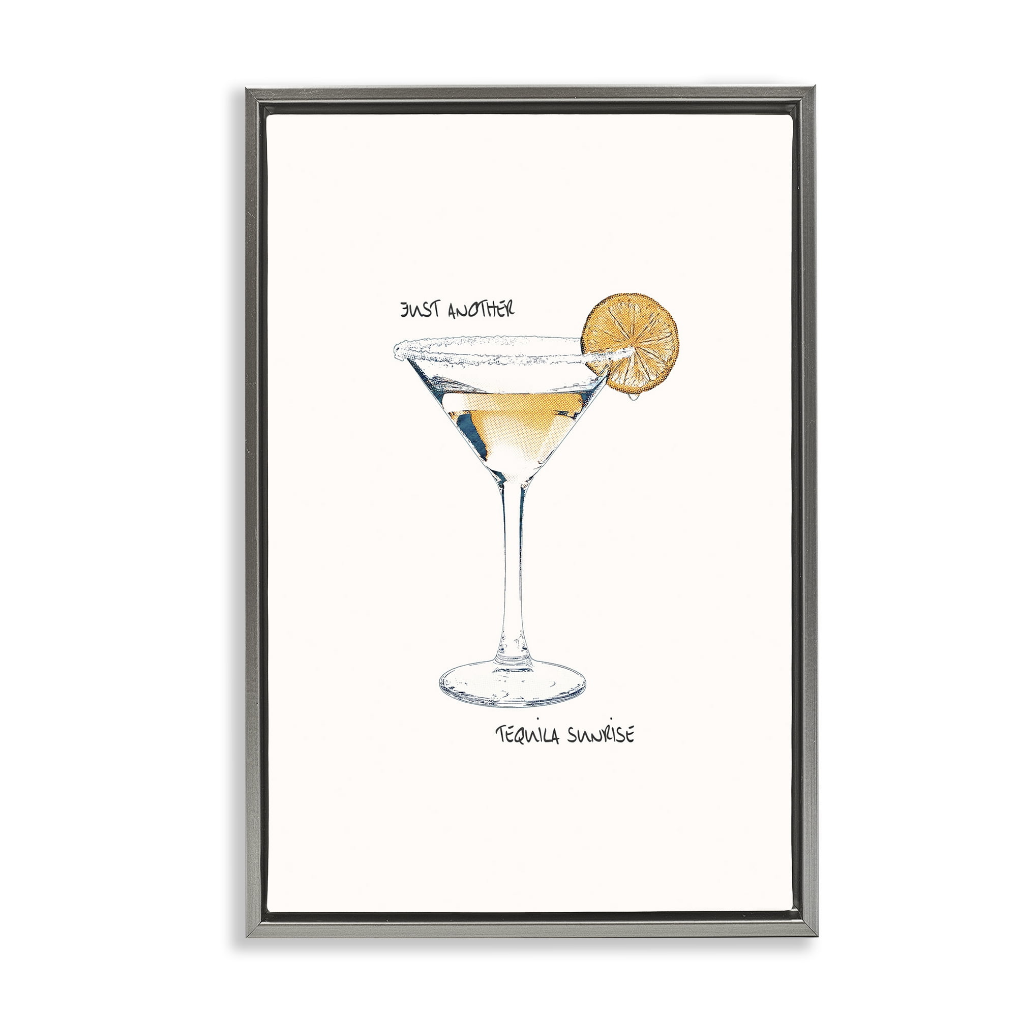 Stupell Industries Just Another Tequilla Sunrise Food & Beverage Painting Gray Floater Framed Canvas Art Print Wall Art, 21 x 31