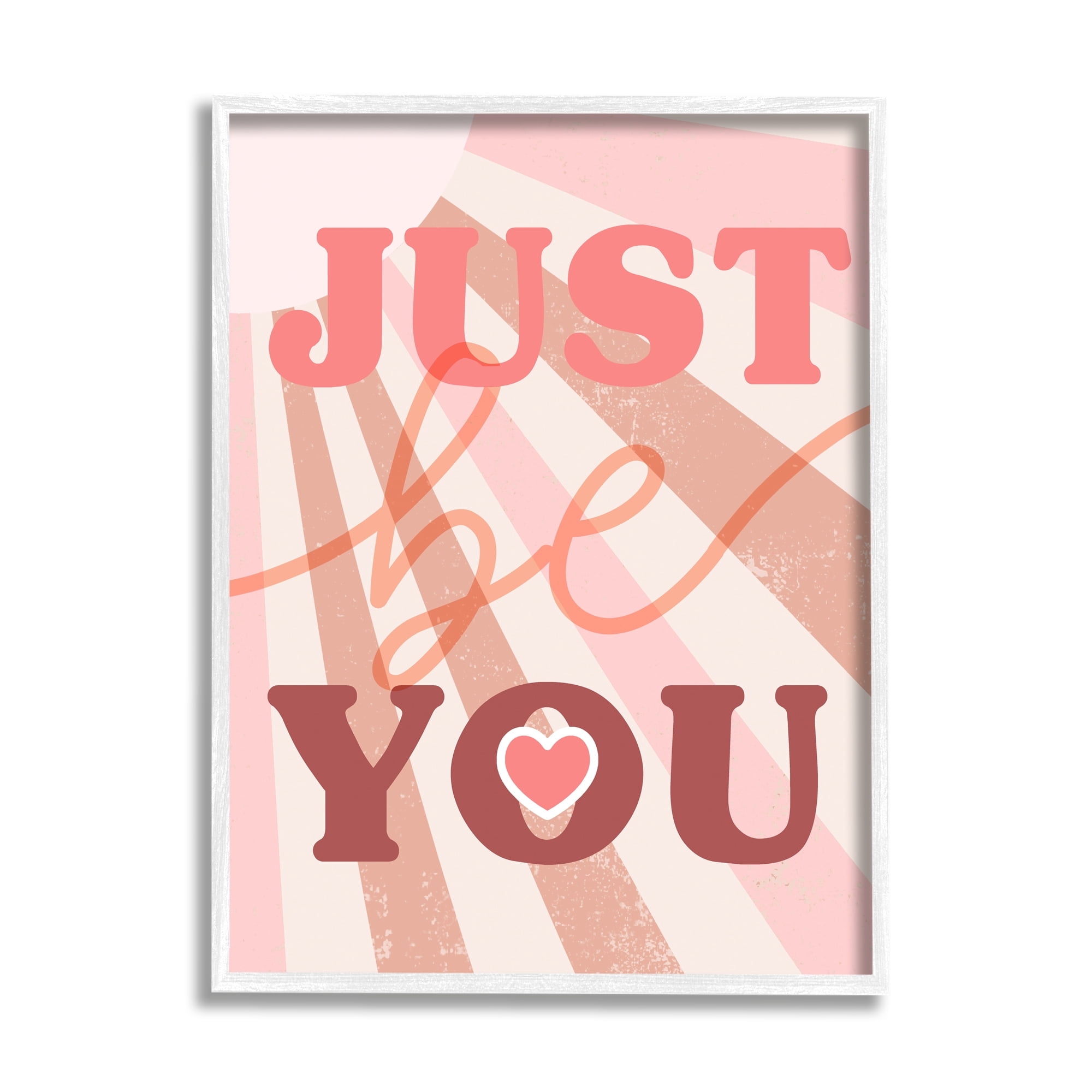 Stupell Industries Just Be You Bold Encouragement Sunrays Heart Modern Painting White Framed Art Print Wall Art, 11 x 14, Design by Daphne Polselli