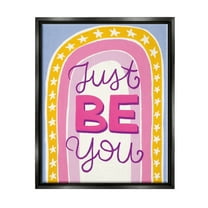Stupell Industries Just Be You Inspirational Abstract Painting Black Floater Framed Canvas Art Print Wall Art, 17 x 21