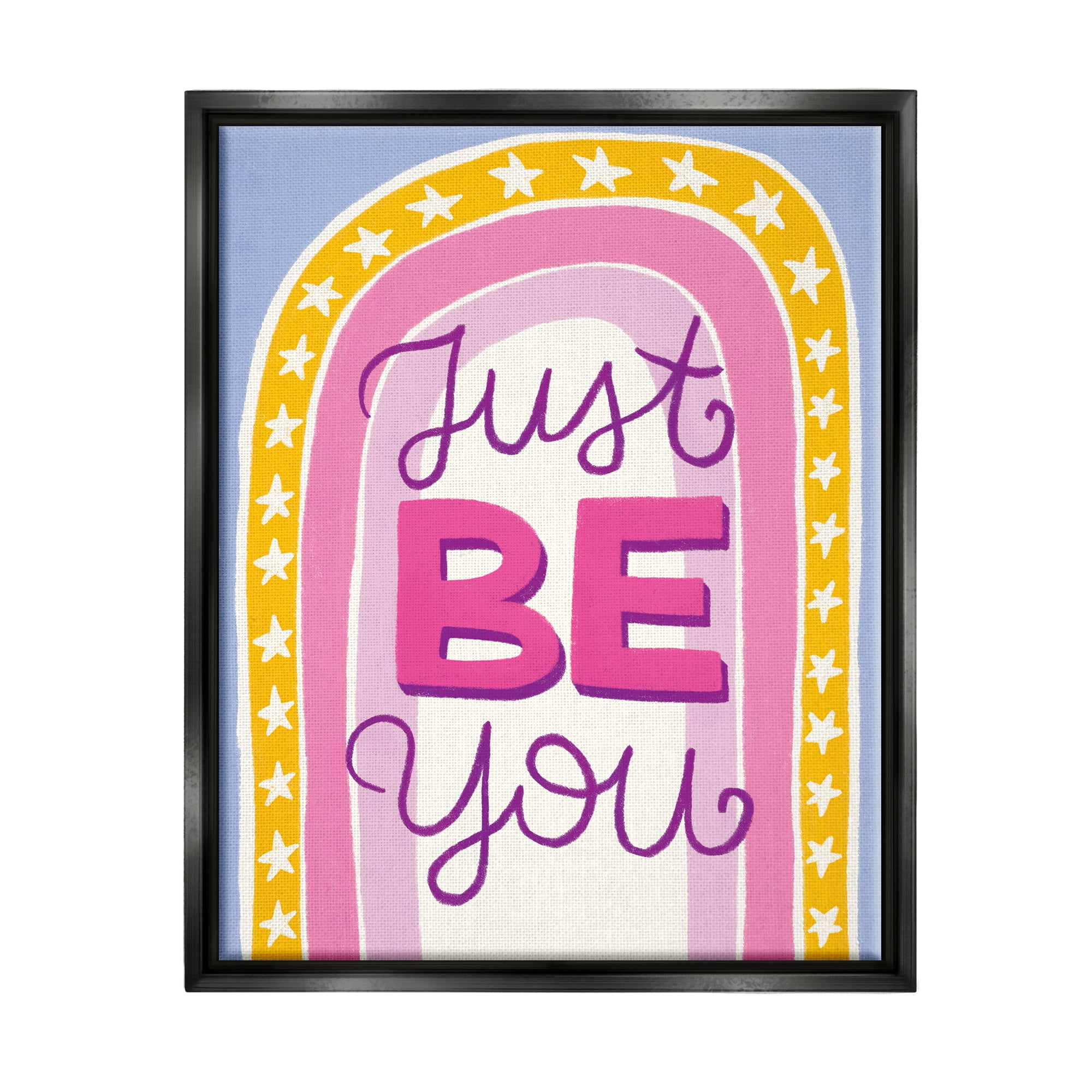 Stupell Industries Just Be You Inspirational Abstract Painting Black Floater Framed Canvas Art Print Wall Art, 25 x 31