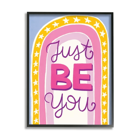 Stupell Industries Just Be You Inspirational Abstract Painting Black Framed Art Print Wall Art, 11 x 14