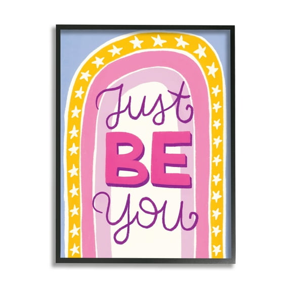 Stupell Industries Just Be You Inspirational Abstract Painting Black Framed Art Print Wall Art, 16 x 20