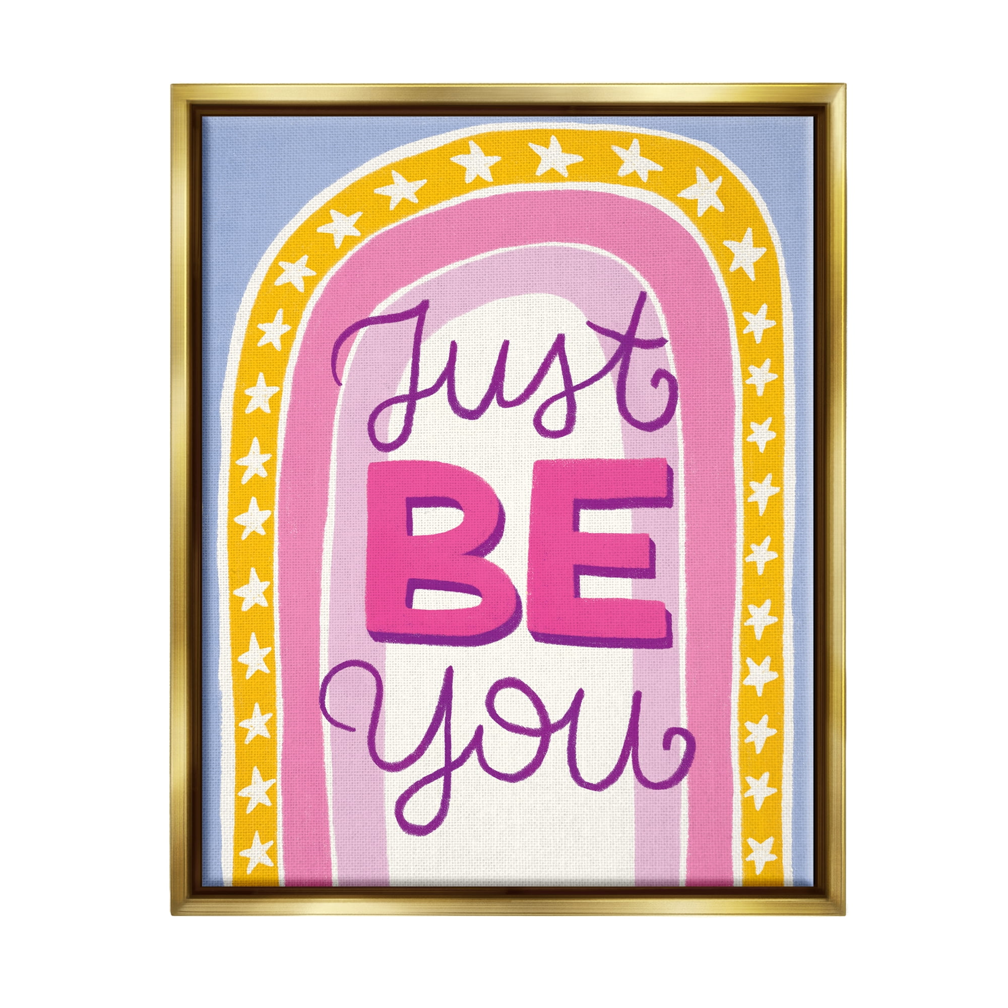 Stupell Industries Just Be You Inspirational Abstract Painting Gold Floater Framed Canvas Art Print Wall Art, 17 x 21