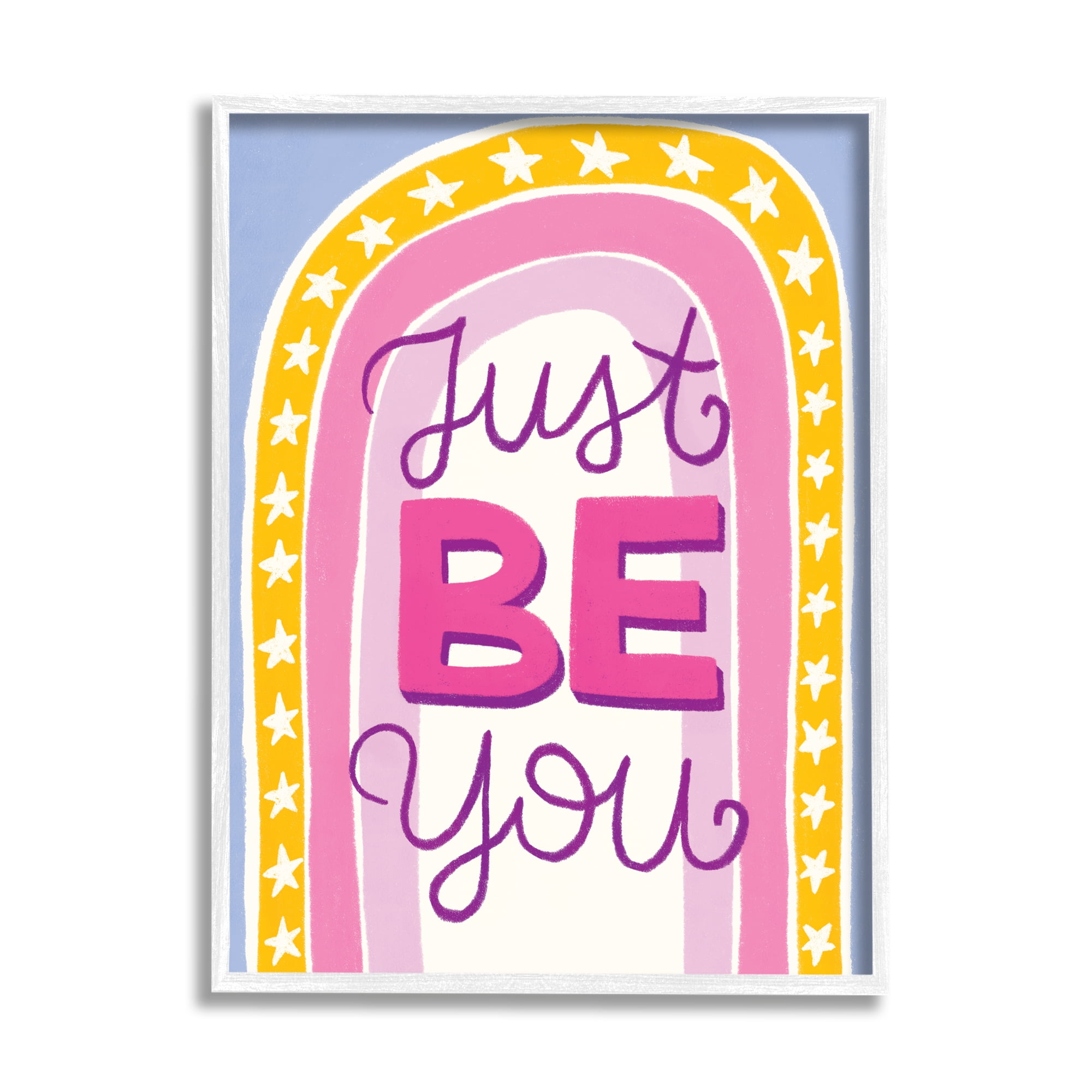 Stupell Industries Just Be You Inspirational Abstract Painting White Framed Art Print Wall Art, 11 x 14