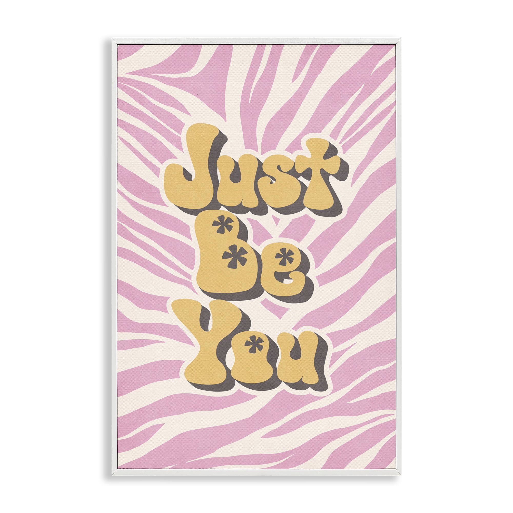 Stupell Industries Just Be You on Zebra Text & Numbers Painting White Framed Art Print Wall Art, 16 x 24