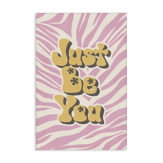 Stupell Industries Just Be You on Zebra Text & Numbers Painting Wrapped Canvas Art Print Wall Art, 20 x 30