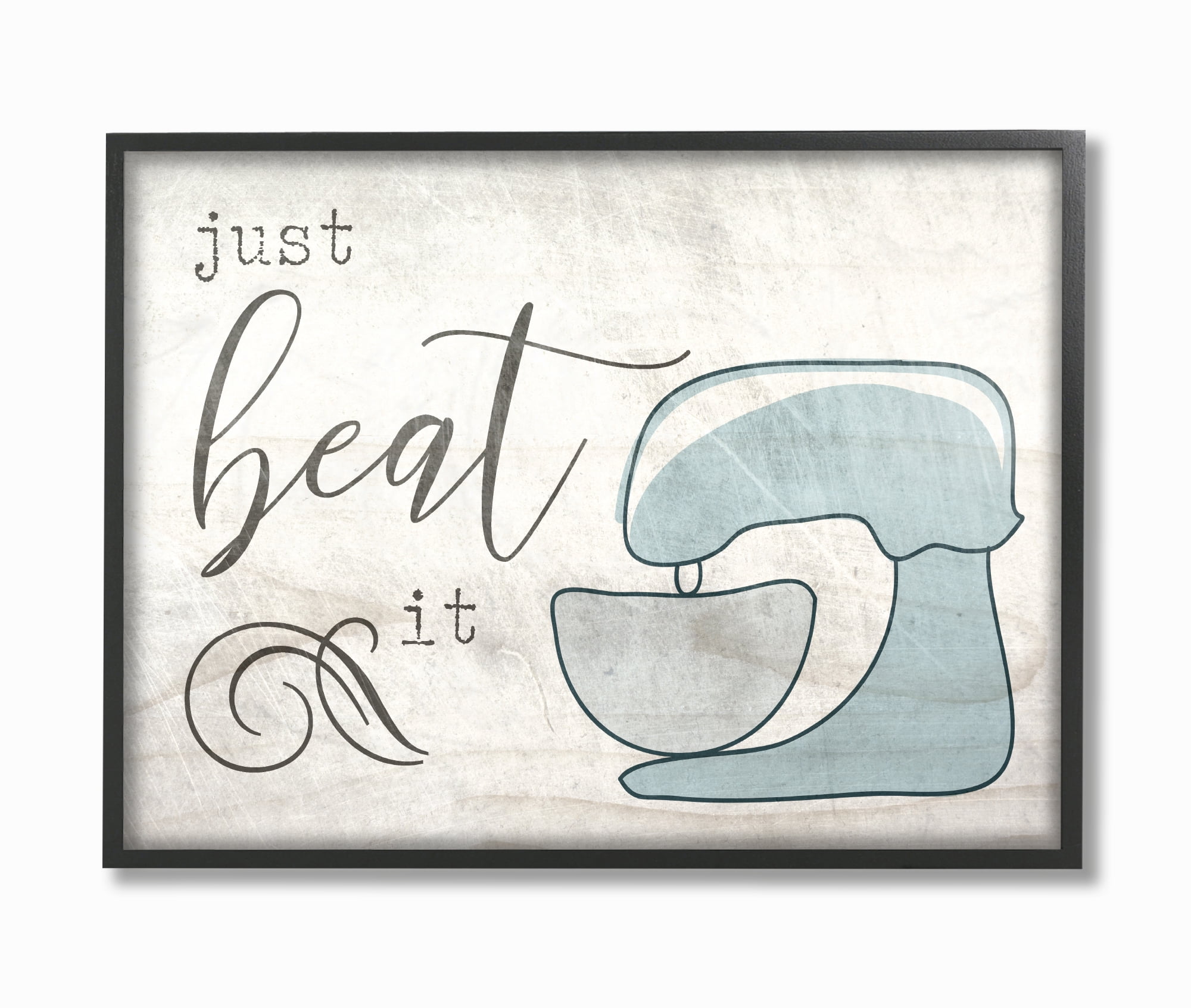 Stupell Industries Just Beat it Egg Beater Novelty Painting Black Framed Art Print Wall Art, 16 x 20