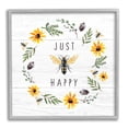 thumbnail image 1 of Stupell Industries Just Bee Happy Pun Phrase Yellow Daisy Wreath, 12 x 12, Designed by Elizabeth Tyndall, 1 of 6